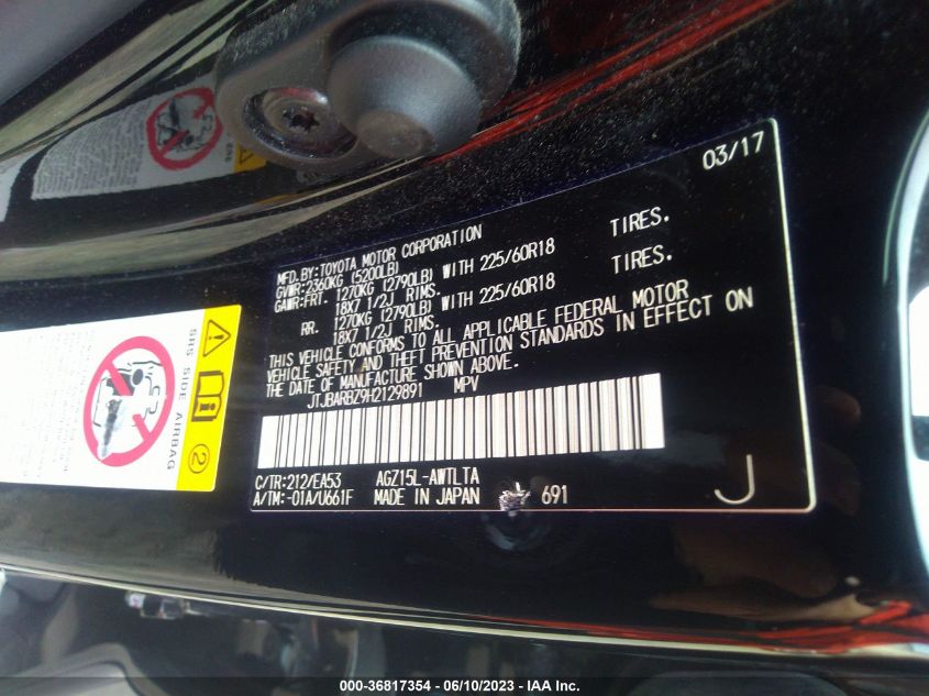 2017 LEXUS NX NX TURBO - JTJBARBZ9H2129891