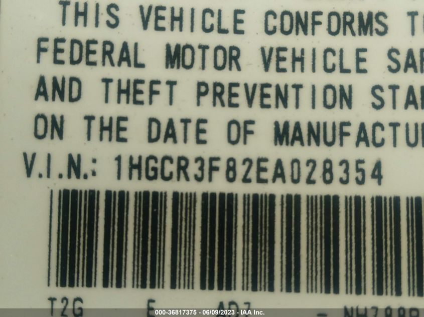 2014 HONDA ACCORD SEDAN EX-L - 1HGCR3F82EA028354