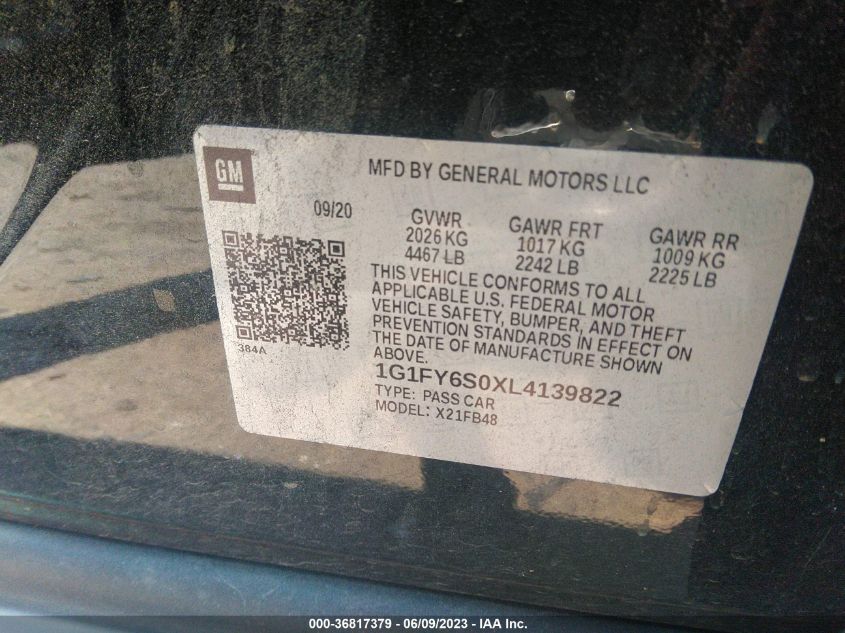 2020 CHEVROLET BOLT EV LT - 1G1FY6S0XL4139822