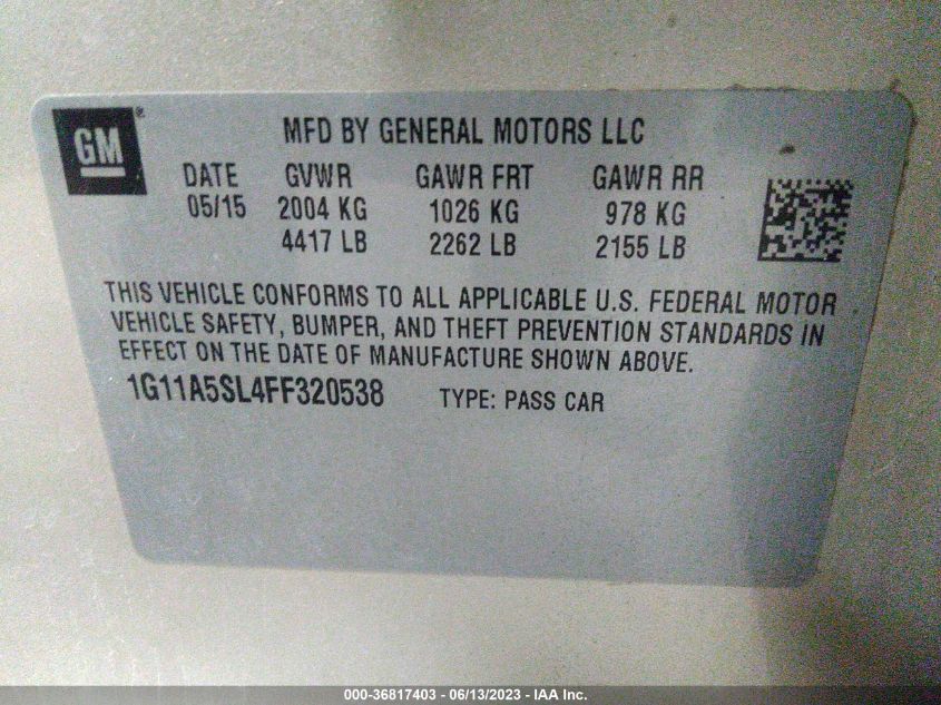2015 CHEVROLET MALIBU LS - 1G11A5SL4FF320538