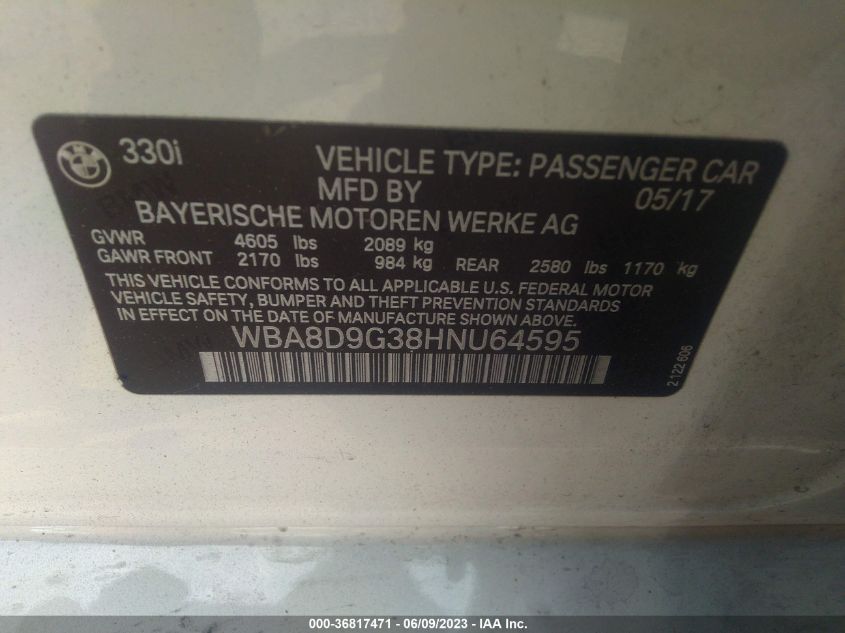 2017 BMW 3 SERIES 330I XDRIVE - WBA8D9G38HNU64595