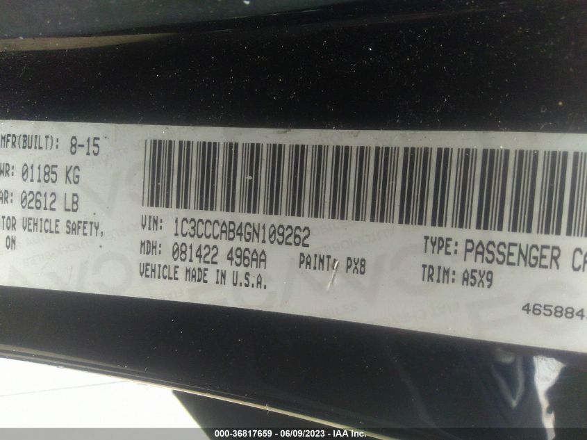 2016 CHRYSLER 200 LIMITED - 1C3CCCAB4GN109262