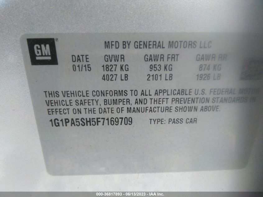 2015 CHEVROLET CRUZE LS - 1G1PA5SH5F7169709