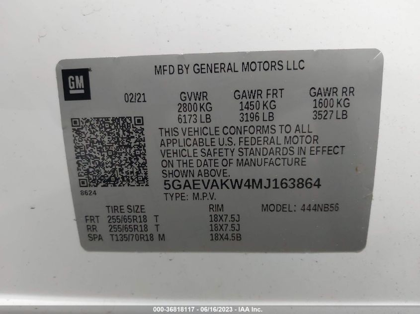 2021 BUICK ENCLAVE ESSENCE - 5GAEVAKW4MJ163864
