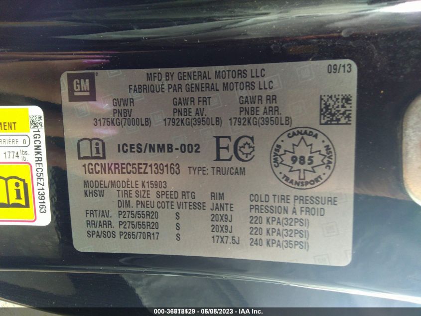2014 CHEVROLET SILVERADO 1500 LT - 1GCNKREC5EZ139163