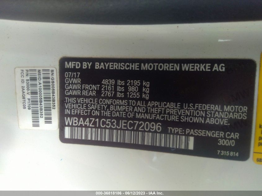 2018 BMW 4 SERIES 430I - WBA4Z1C53JEC72096