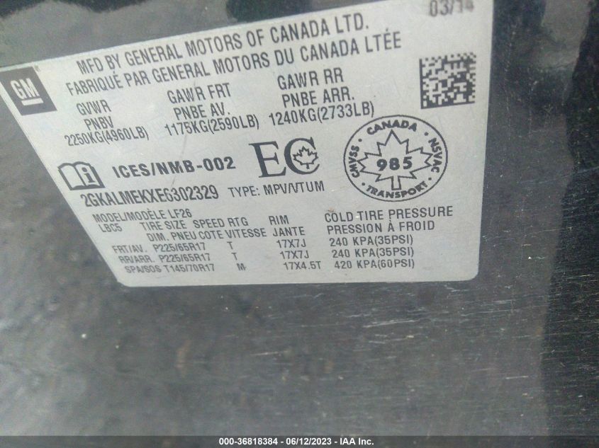 2014 GMC TERRAIN SLE - 2GKALMEKXE6302329