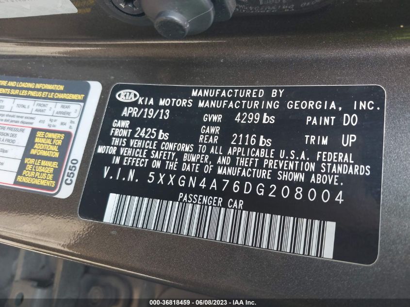 2013 KIA OPTIMA EX - 5XXGN4A76DG208004