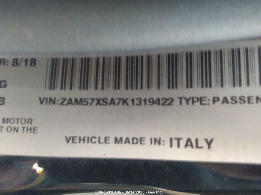 2019 MASERATI GHIBLI ZAM57XSA7K1319422