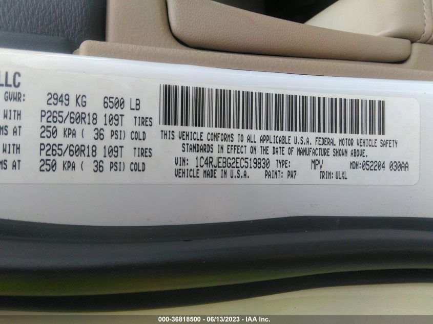 2014 JEEP GRAND CHEROKEE LIMITED - 1C4RJEBG2EC519830