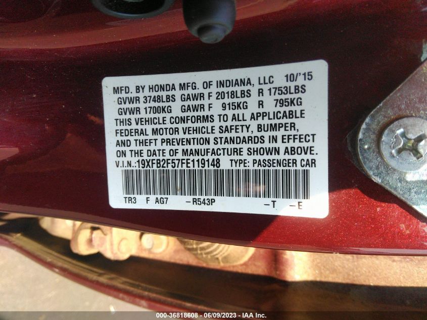 2015 HONDA CIVIC SEDAN LX - 19XFB2F57FE119148