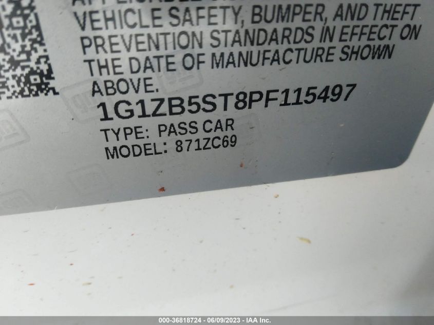 1G1ZB5ST8PF115497 Chevrolet Malibu LS 9