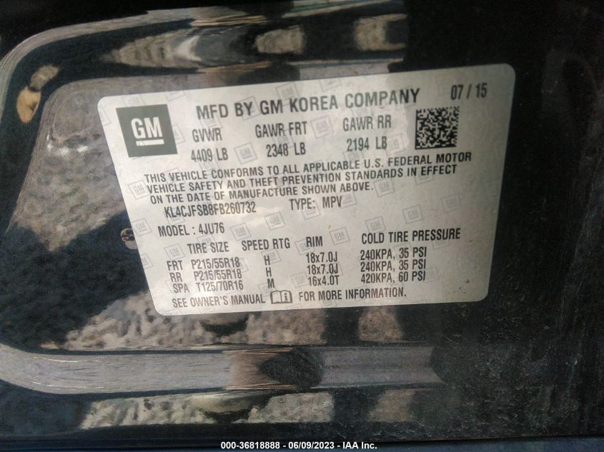 2015 BUICK ENCORE CONVENIENCE - KL4CJFSB8FB260732