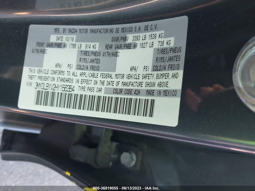VIN 3MYDLBYV2HY156354 2017 TOYOTA YARIS IA