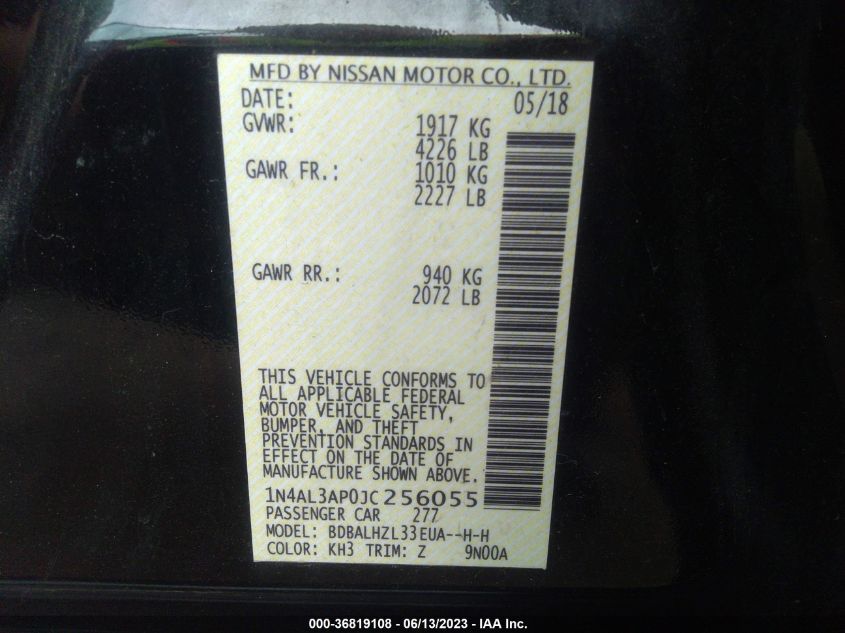 2018 NISSAN ALTIMA 2.5 SR - 1N4AL3AP0JC256055