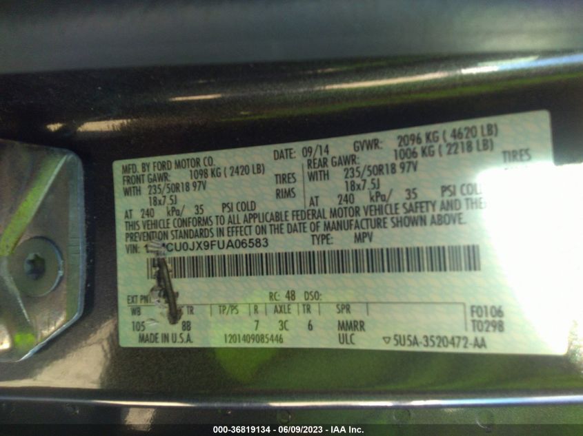 2015 FORD ESCAPE TITANIUM - 1FMCU0JX9FUA06583