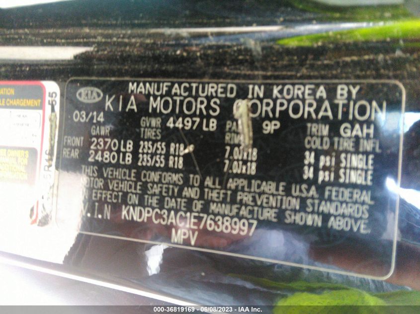 2014 KIA SPORTAGE EX - KNDPC3AC1E7638997