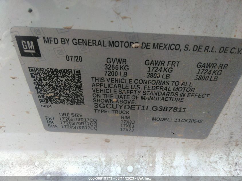 2020 CHEVROLET SILVERADO 1500 LT - 3GCUYDET1LG387811