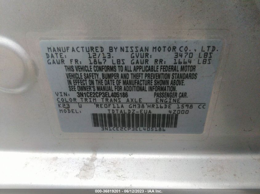 2014 NISSAN VERSA NOTE SV - 3N1CE2CP3EL405186