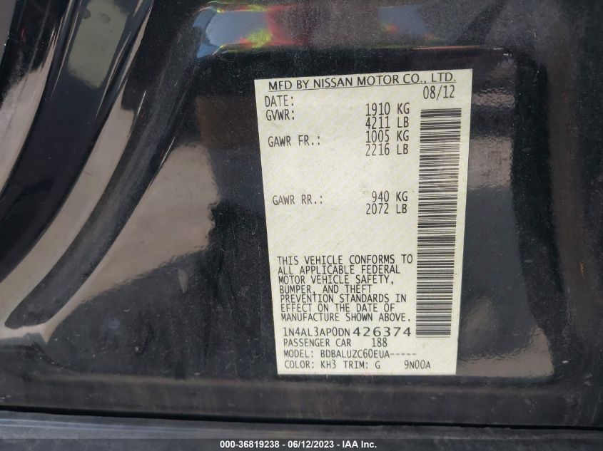 2013 NISSAN ALTIMA 2.5 SV - 1N4AL3AP0DN426374
