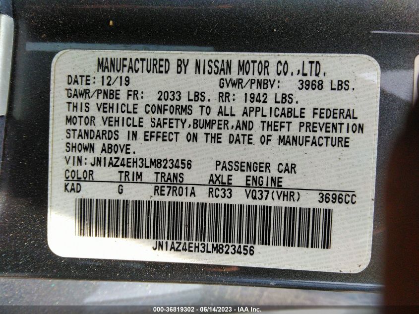 2020 NISSAN 370Z COUPE SPORT TOURING JN1AZ4EH3LM823456