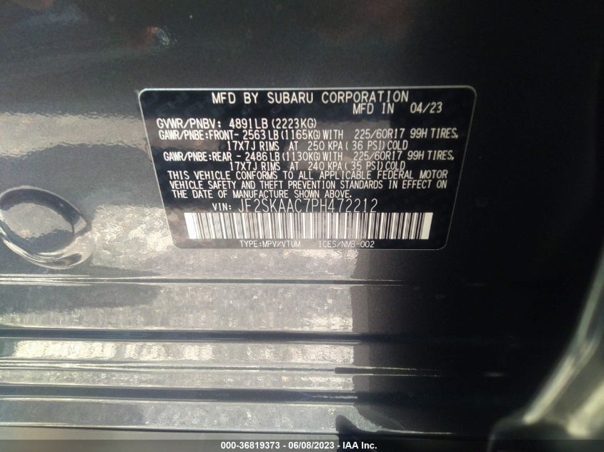 2023 SUBARU FORESTER - JF2SKAAC7PH472212