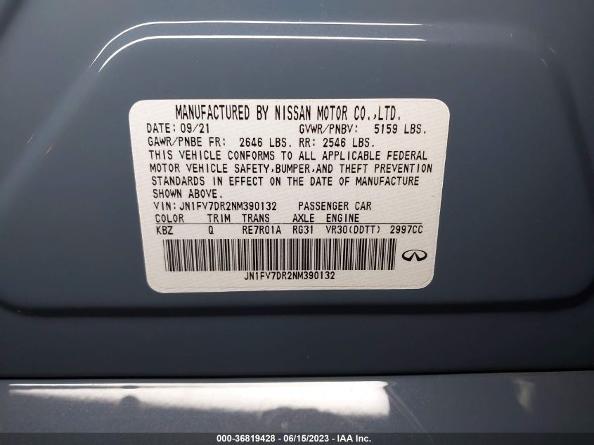 2022 INFINITI Q50 RED SPORT 400 - JN1FV7DR2NM390132