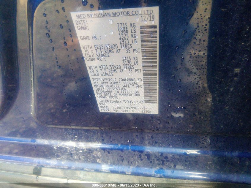 2020 NISSAN PATHFINDER PLATINUM - 5N1DR2DM6LC596150