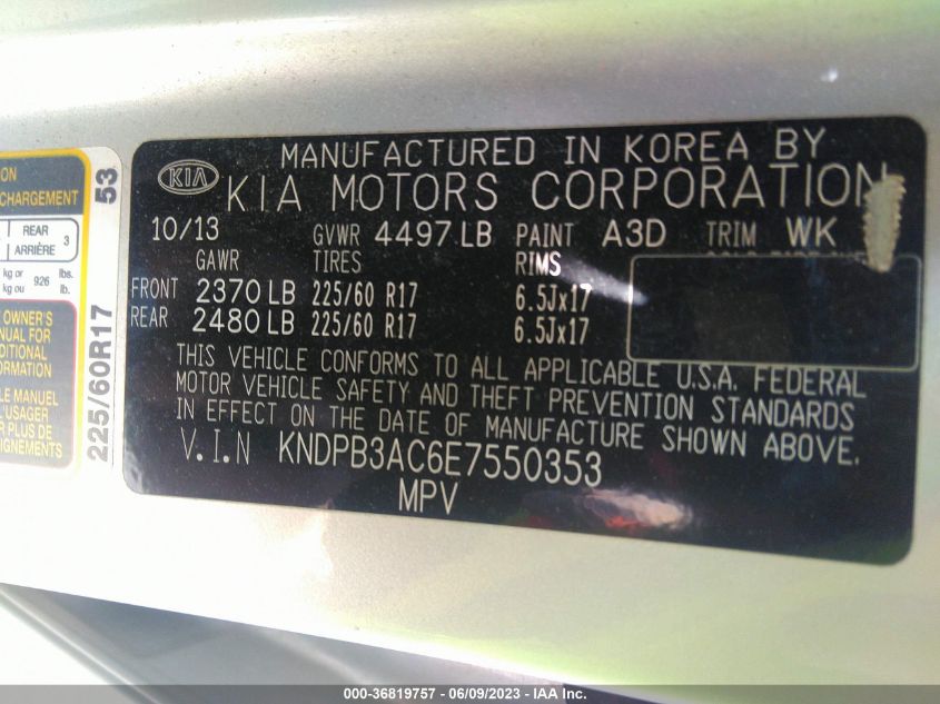 2014 KIA SPORTAGE LX - KNDPB3AC6E7550353