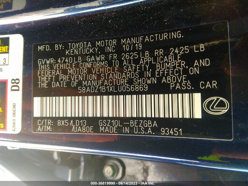 2020 LEXUS ES ES 350 - 58ADZ1B1XLU056869