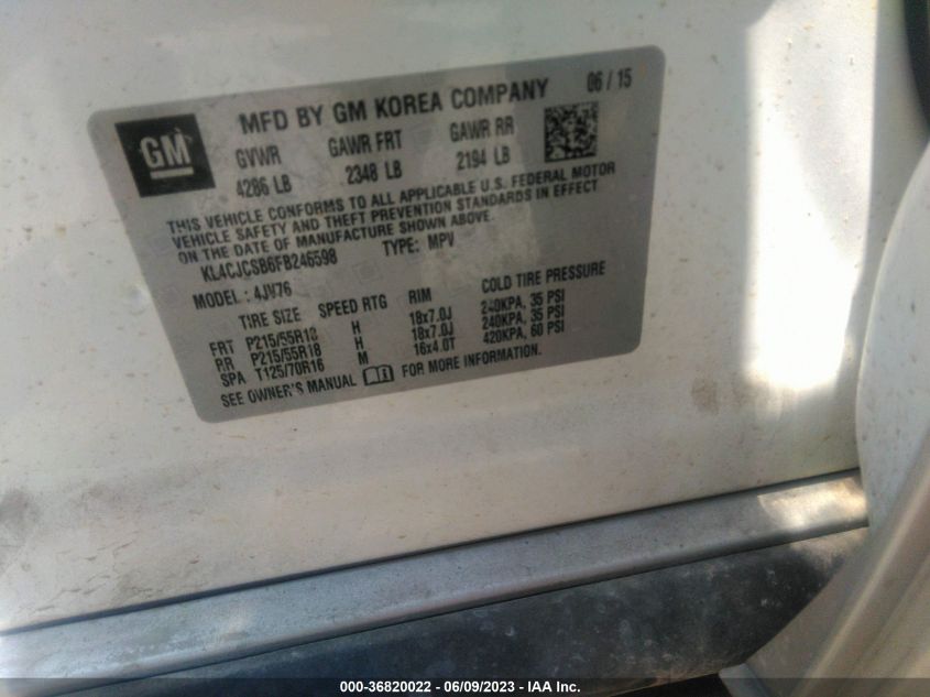 2015 BUICK ENCORE LEATHER - KL4CJCSB6FB246598