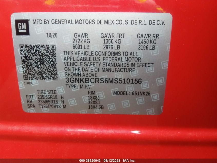2021 CHEVROLET BLAZER LT - 3GNKBCRS6MS510156