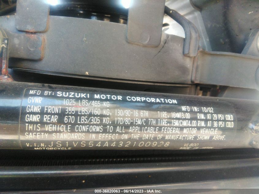 2003 SUZUKI VL800 - JS1VS54A432100928