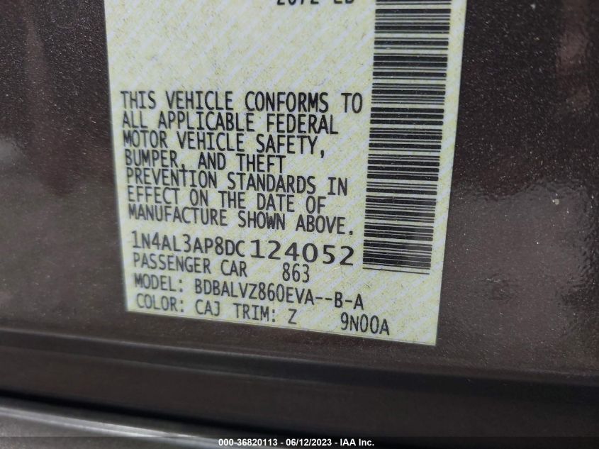 2013 NISSAN ALTIMA 2.5 SL - 1N4AL3AP8DC124052