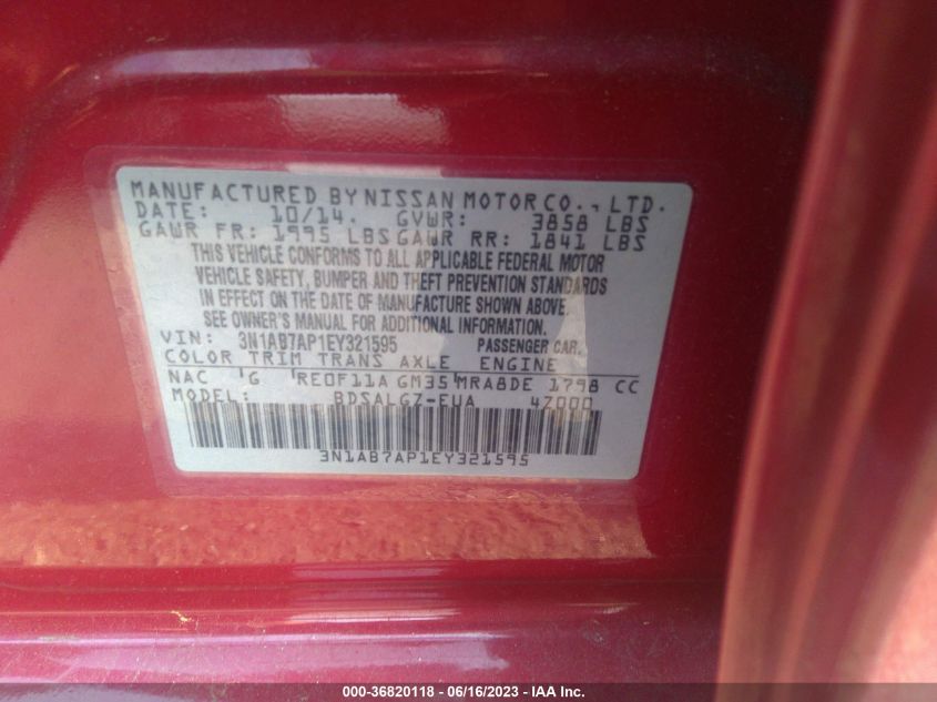 2014 NISSAN SENTRA SL - 3N1AB7AP1EY321595
