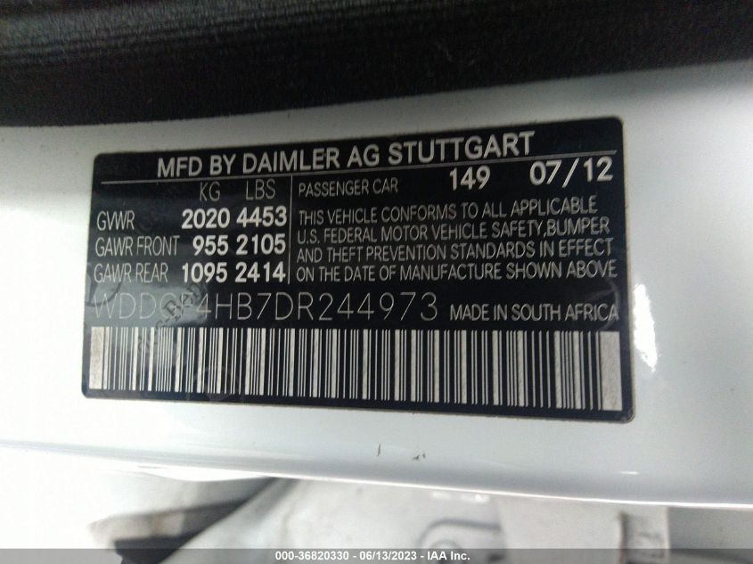 2013 MERCEDES-BENZ C-CLASS C 250 LUXURY - WDDGF4HB7DR244973