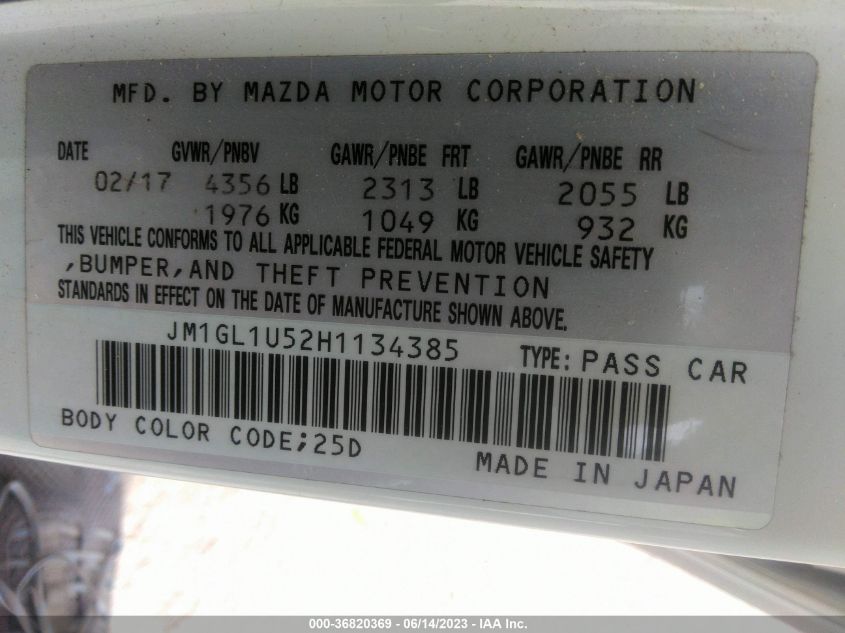 2017 MAZDA MAZDA6 SPORT - JM1GL1U52H1134385