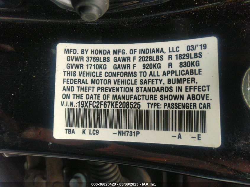2019 HONDA CIVIC SEDAN LX - 19XFC2F67KE208525
