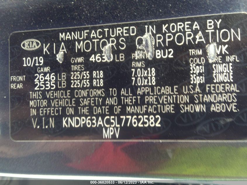 2020 KIA SPORTAGE S - KNDP63AC5L7762582