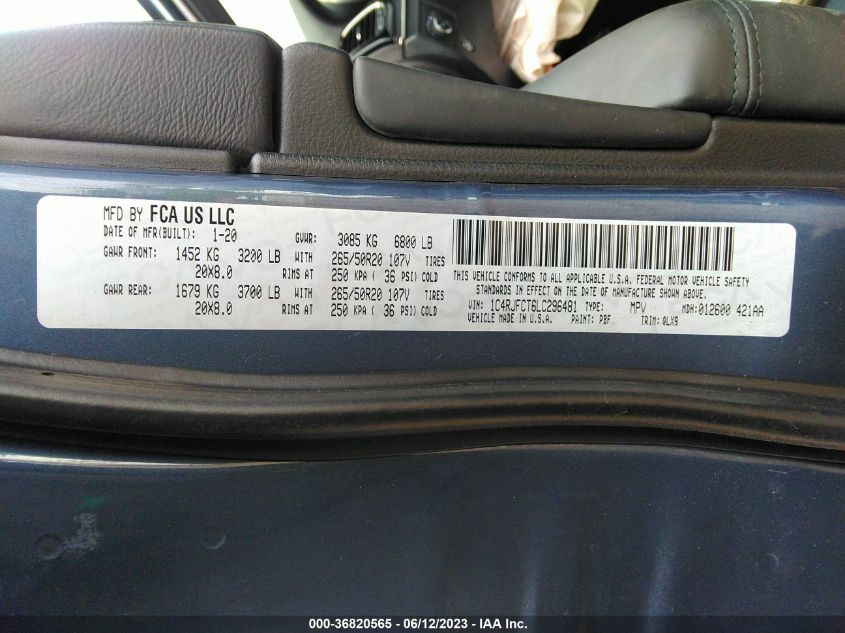 2020 JEEP GRAND CHEROKEE HIGH ALTITUDE - 1C4RJFCT6LC296481
