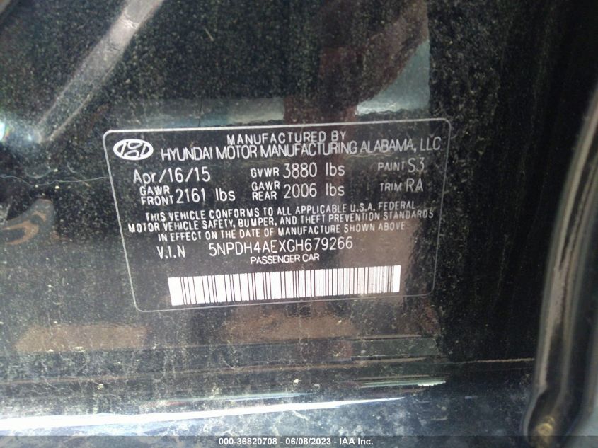 2016 HYUNDAI ELANTRA SE - 5NPDH4AEXGH679266