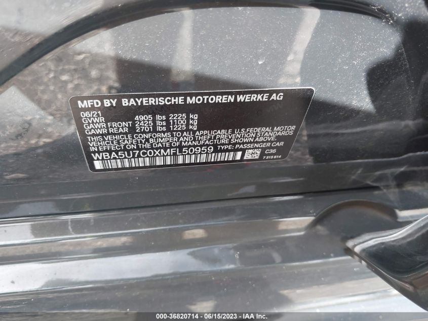 2021 BMW 3 SERIES M340I - WBA5U7C0XMFL50959