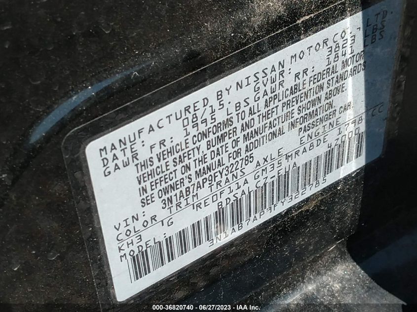 2015 NISSAN SENTRA S - 3N1AB7AP9FY322785