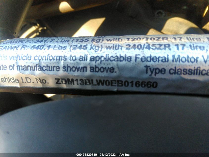 2014 DUCATI DIAVEL - ZDM13BLW0EB016660