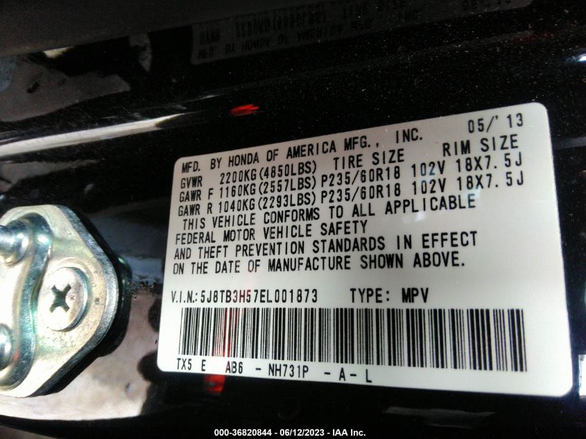 2014 ACURA RDX TECH PKG - 5J8TB3H57EL001873