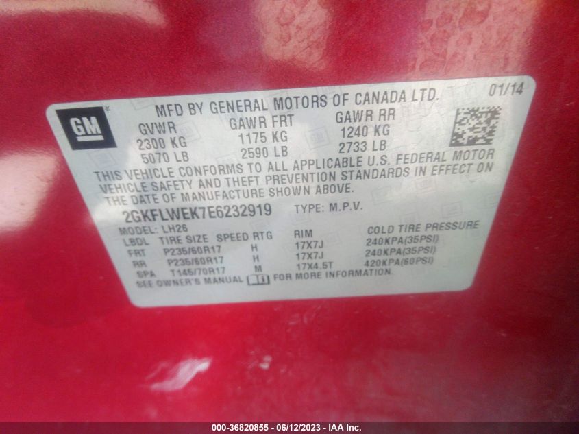 2014 GMC TERRAIN SLE - 2GKFLWEK7E6232919