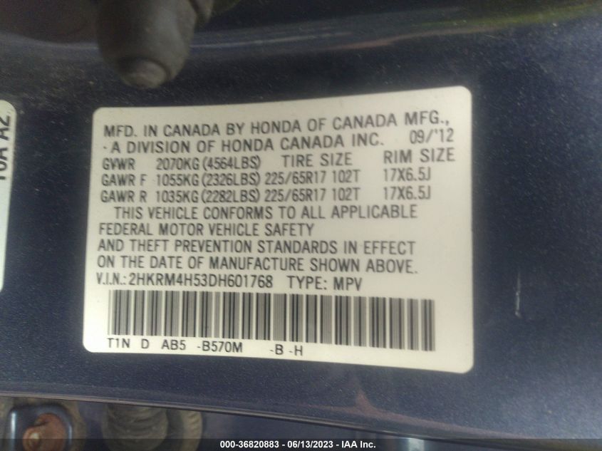 2013 HONDA CR-V EX - 2HKRM4H53DH601768