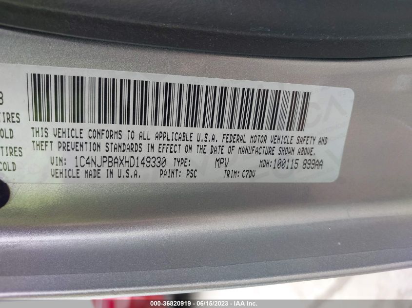 2017 JEEP PATRIOT SPORT - 1C4NJPBAXHD149330