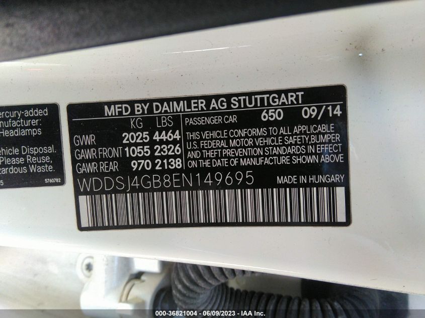 2014 MERCEDES-BENZ CLA 250 - WDDSJ4GB8EN149695