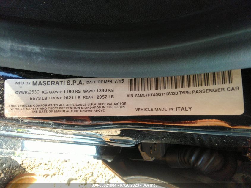 2016 MASERATI GHIBLI S Q4 - ZAM57RTA0G1168330